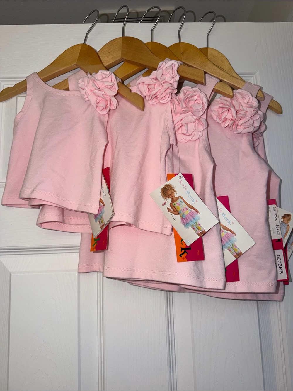 NWT Kate Mack Tank Top Pink Rosette Criss Cross 507BRB | 6M 24M 3T 4T 5